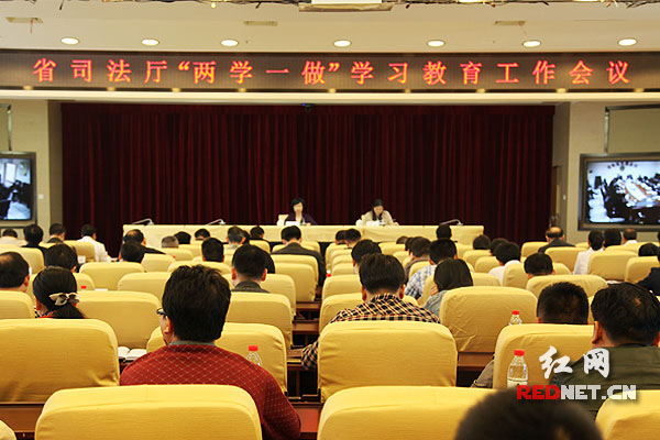 湖南省司法厅召开“两学一做”学习教育工作视频会议。